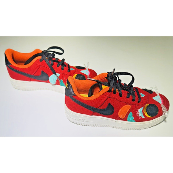 Nike Air Force One LV8 LOW CHINESE NEW YEAR RED, BLACK, ORANGE, YOUTH SIZE 1.5 - Picture 7 of 12